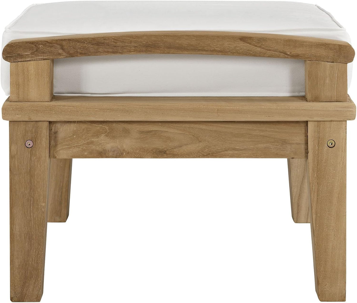 Modway EEI-1152-NAT-WHI-SET Marina Premium Grade A Teak Wood Outdoor Patio Ottoman, Natural White