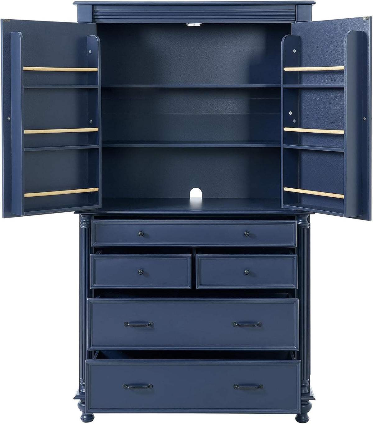 JIVOIT 77.3-inch Tall Large Kitchen Pantry with 6 Door Shelves, 2 Adjustable Shelves and 6 Drawers, 2 Doors, Modern Storage Cabinet Cupboard for Kitchen, Dining & Bathroom (Blue,53)