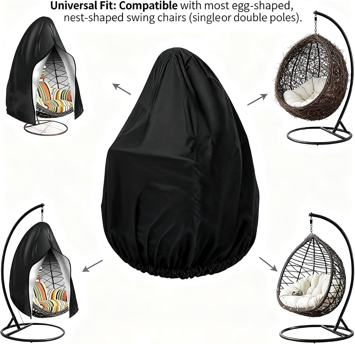 Heavy-Duty 210D Oxford Swing Cover-Waterproof UV-Resistant and Windproof Hammock with Drawstring(Single(115cmx190cm))