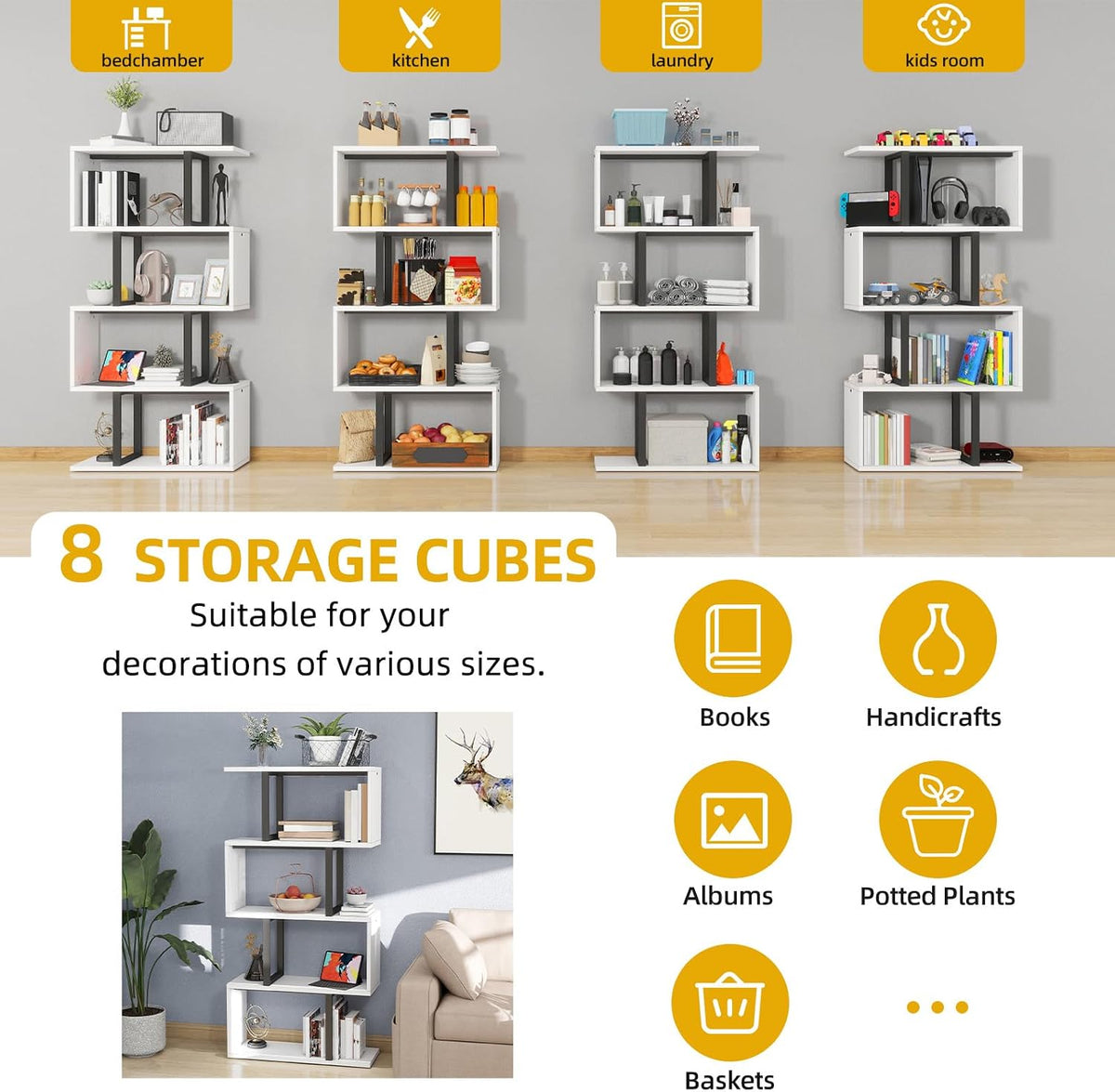 DWVO 5-Tier Geometric Bookshelf