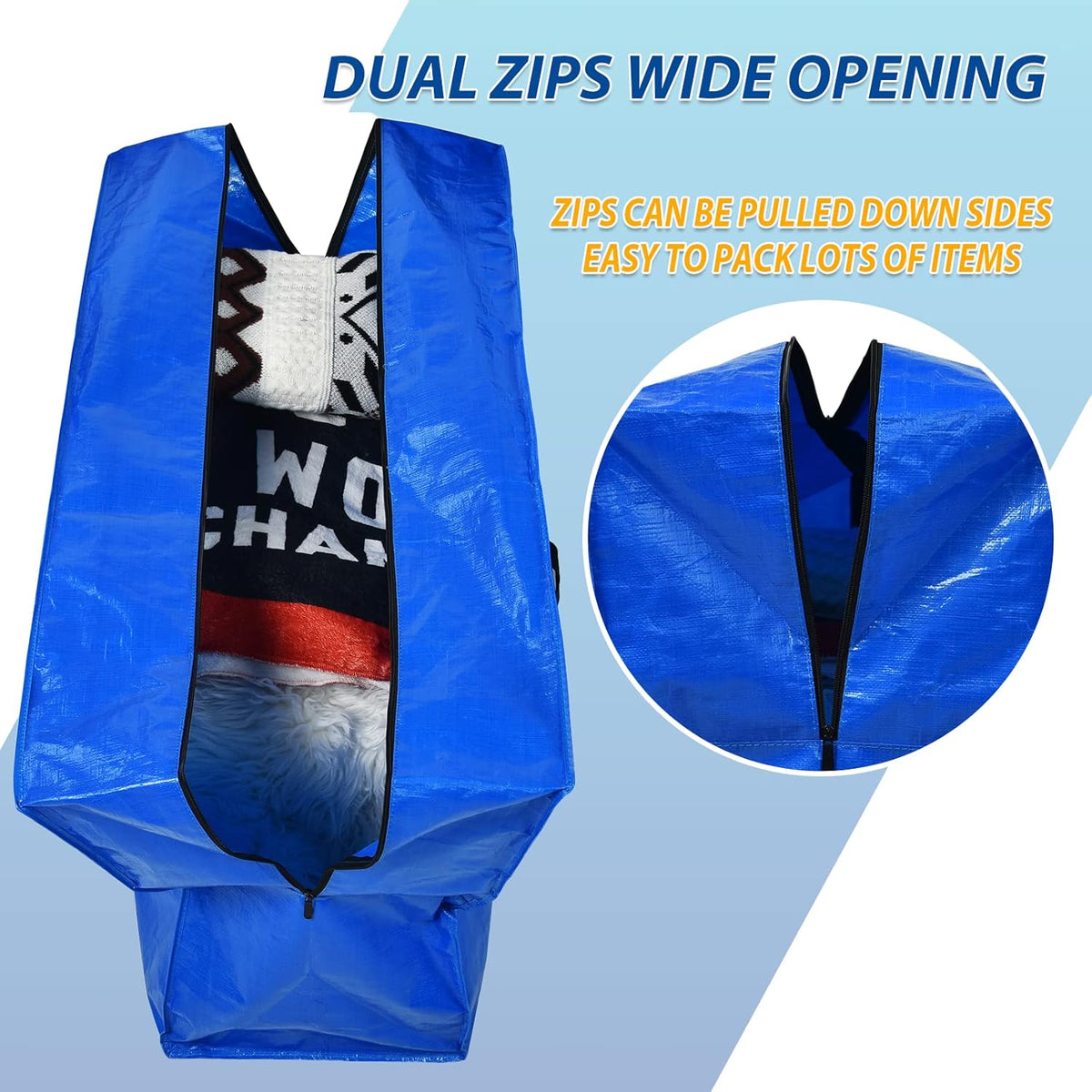 168 Gallon Extra Large Storage Bags, Zippered Outdoor Cushion Furniture Storage Bag with Handles,Jumbo Large Moving Bags Heavy Duty, Christmas Tree Bag, 65x30x20 inch - 2PACK