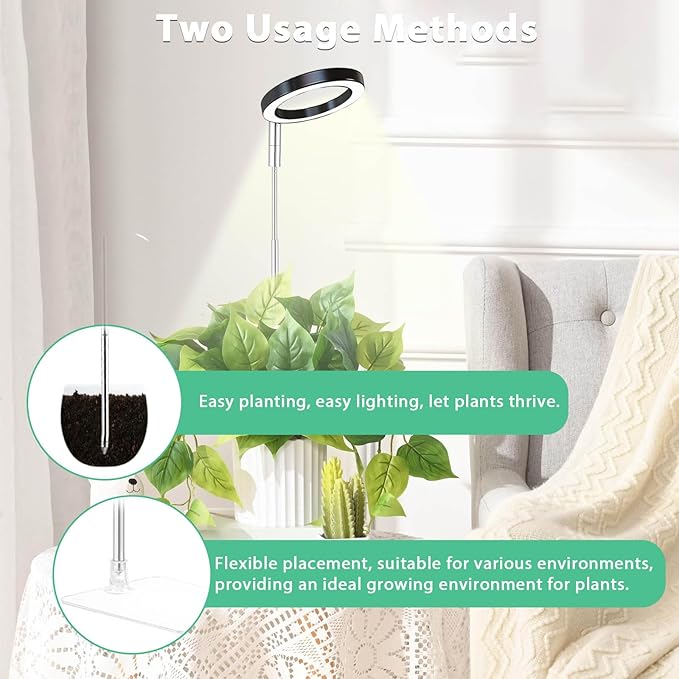 Plant Grow Light,yadoker LED Growing Light Full Spectrum for Indoor Plants,Height Adjustable, Automatic Timer, 5V Low Safe Voltage,Idea for Small Plant Light