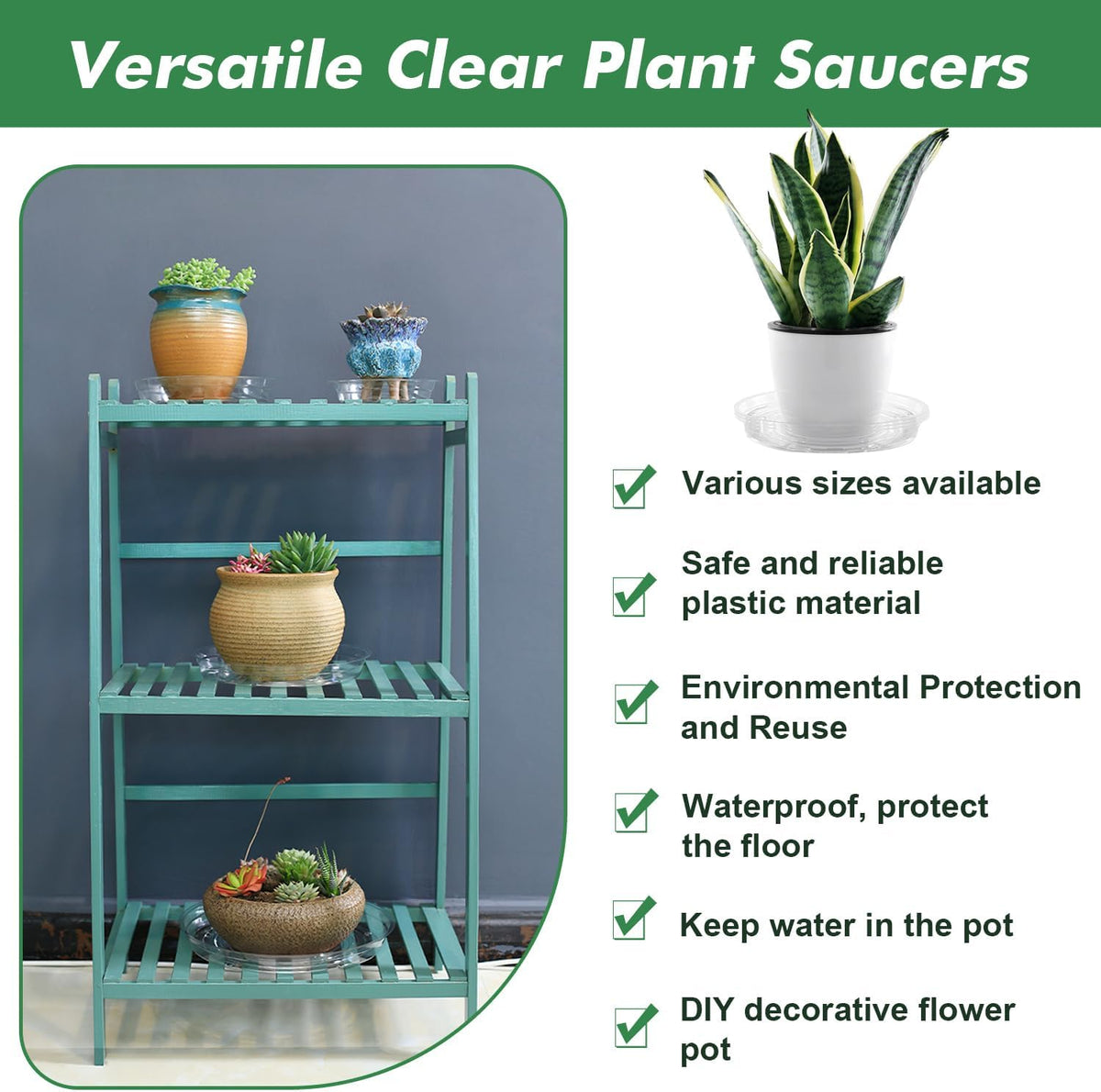 60 Pack 6 Inch Plant Saucer Clear Plant Saucers for Indoors Flower Pot Saucers Small Plants Plate Dish Succulent Pot Saucer Plants Trays for Pots Bulk Plastic Tray for Flower Cactus Nursery Pots