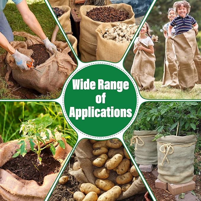 Riare 2 Packs 45 × 70 Inch Burlap Winter Plant Cover Bags with Drawstring- Reusable Large Burlap Sack Plant Frost Protector, Plant Frost Cloth Cold Tree Freeze Blanket for Outdoor Plants Shrubs Fruit