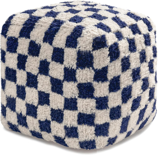 Anji Mountain Artisan Crafted Cotton Blend Pouf Ottoman | Versatile Floor Seating & Footstool for Living Room | Modern Boho Home Décor Accent | Filled Pouffe | Soft & Fluffy Ottoman Pouf, Lightweight, Decorative Floor Pouf Seating for Bedroom & Home