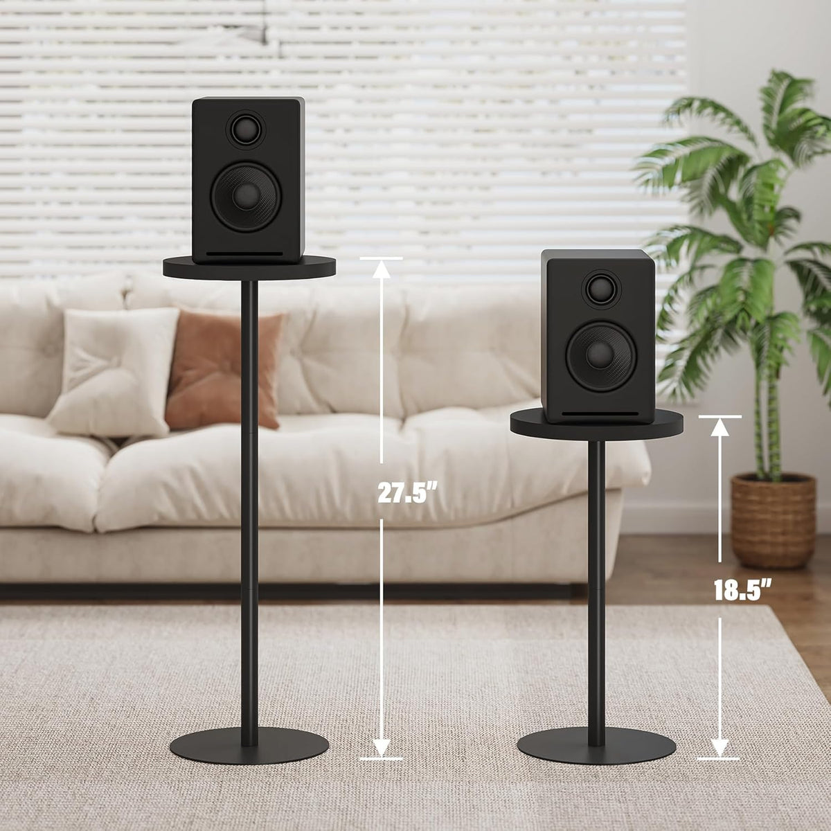 TUTOTAK Tall Round Side Table, Small End Table, Beside Table, Drink Table, Pedestal Side Table, livingroom, Black TB01BK065