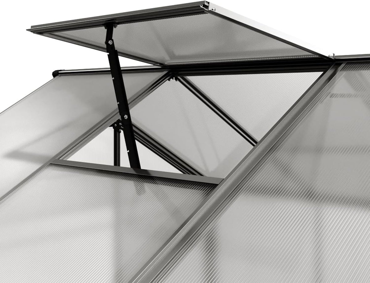 Greenhouse Jasmin 3 Aluminum Frame - 6.3 x 6.3 ft Approx. 6 mm Polycarbonate Panels