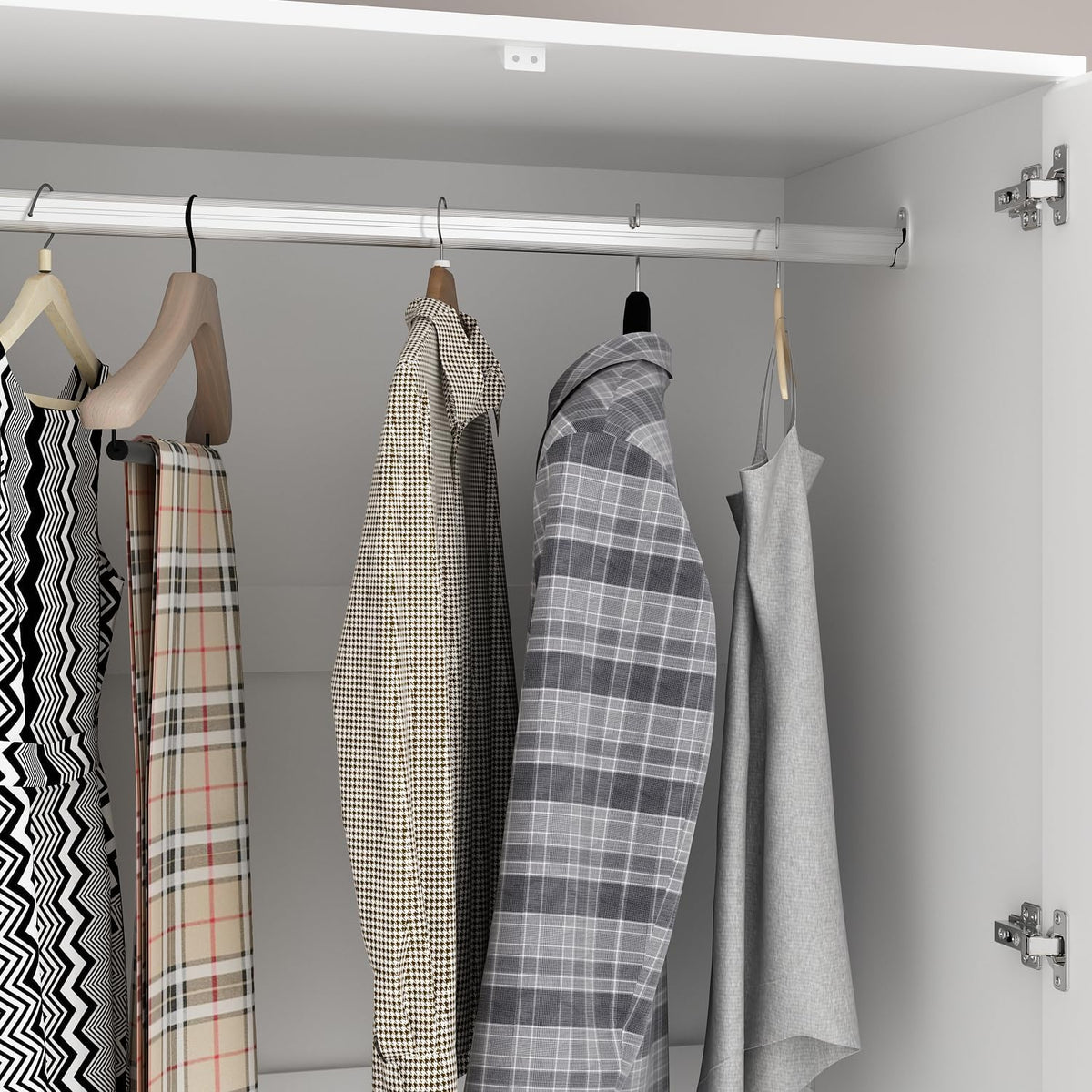 FUFU&GAGA Wardrobe with Mirror Door & Drawers, White Mirror Wardrobe Closet