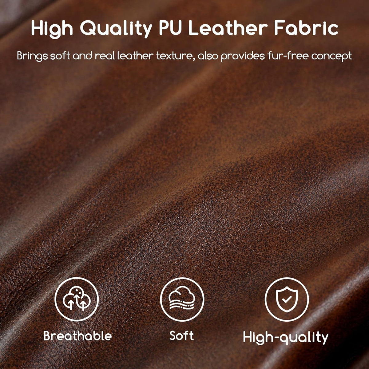 HIGOGOGO Round Stuffed Pouf Ottoman, Pu Leather Poufs with Foam Chunk Filling, Furry and Fluffy Pouf Foot Stool Storage Ottoman, 20 X 15 Floor Poufs Foot Rest for Living Room,Dark Brown