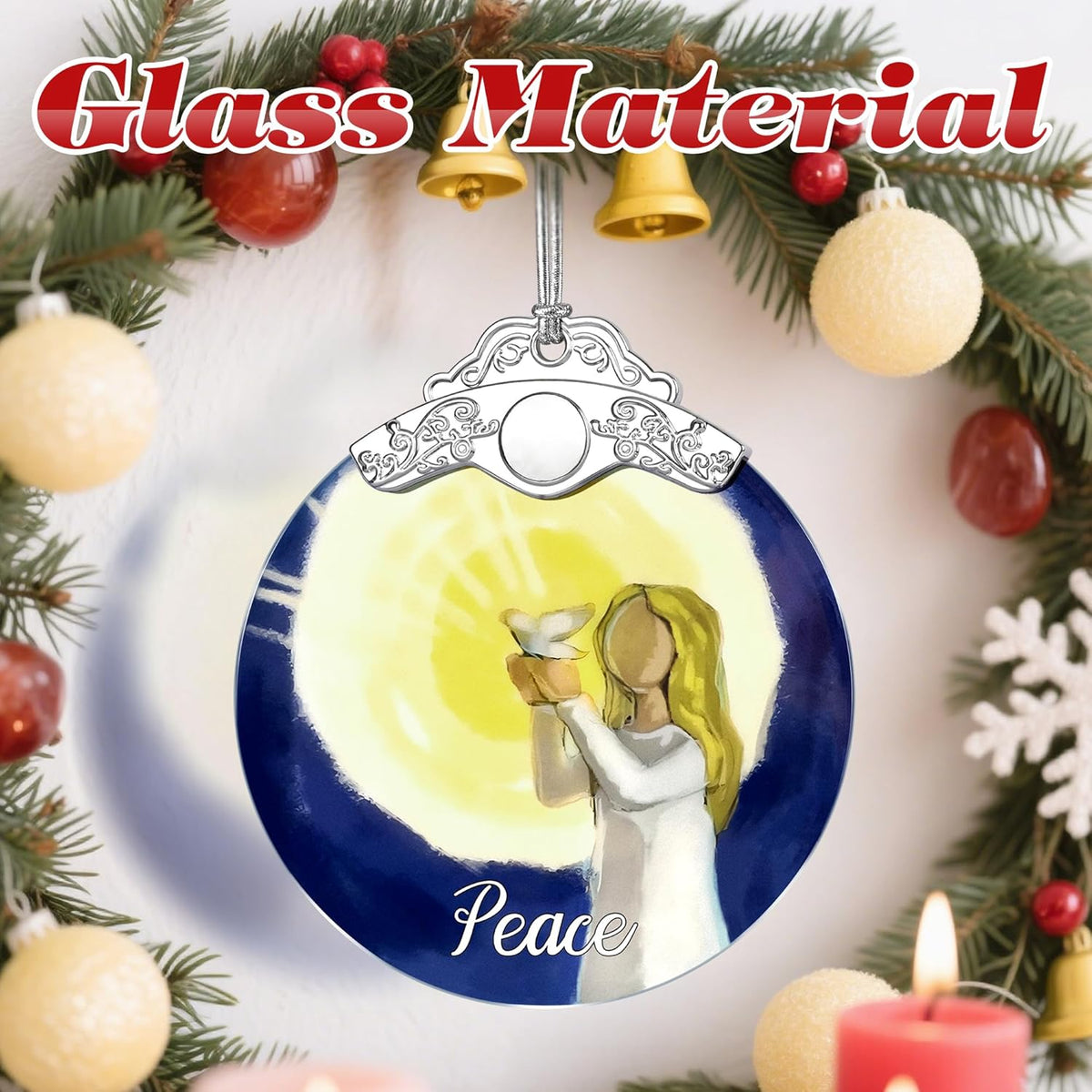 Stained Glass Ornament, Peace Angel Christmas Ornaments, Christmas Decorations for Tree, Holiday Ornament, Holiday Party Gifts, Gift Ideas & Xmas Gift - Peace Angel