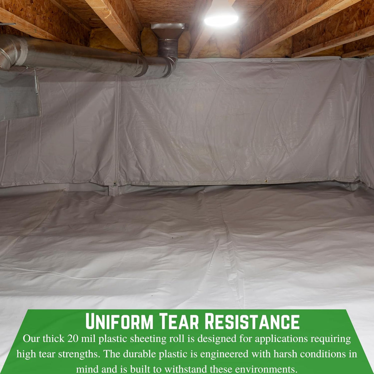Farm Plastic Supply Crawl Space Vapor Barrier, 20 mil - Thick Plastic Sheeting, Drop Cloth Moisture Barrier for Crawl Space Encapsulation, Heavy Duty Polyethylene, Black & White Panda Film(18' x 100')