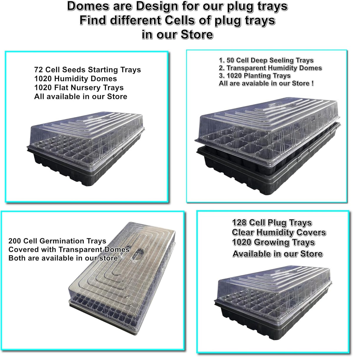 10 Pcs Humidity Dome, Plastic Clear Seed Starter Dome 1020 Tray Covers Humidifying and Insulating for Greenhouse Germination and Garden Growing (21.5"×11.5", 3.15" Height, 10-Pack)