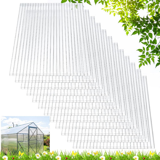 Tatuo 24 Pack 4' X 2' X 0.16'' Polycarbonate Greenhouse Panels Polycarbonate Sheets Twin-Wall Roof Panels Waterproof UV Protected Clear Corrugated Plastic Roofing for Greenhouse Replacement