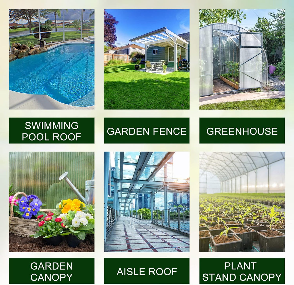 Tatuo 6 Pack 4' X 2' X 0.16'' Polycarbonate Greenhouse Panels Polycarbonate Sheets Twin-Wall Roof Panels Waterproof UV Protected Clear Corrugated Plastic Roofing for Greenhouse Replacement
