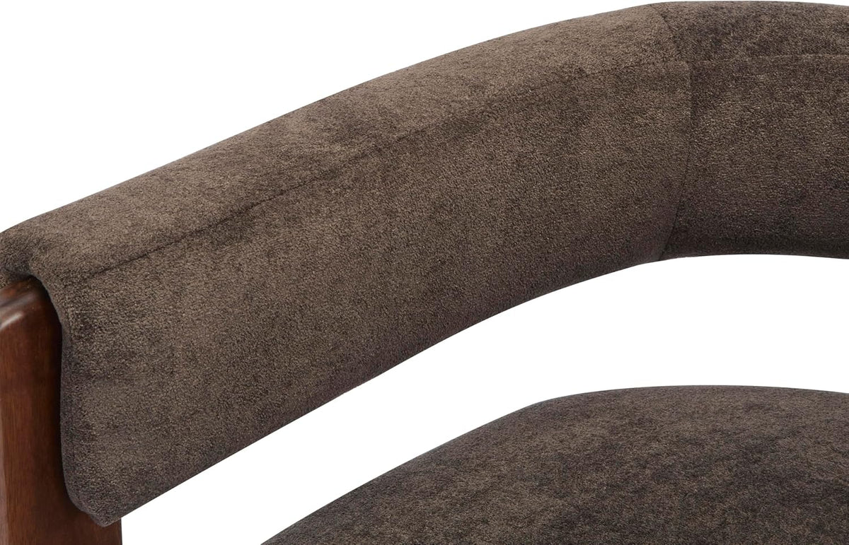 Christopher Knight Home Nettie Modern Accent Chair for Living Room, Velvet Fabric Single Lounge Sofa Chair with Wooden Frame, Comfy Reading Chair for Bedroom, Lounge Armchair with Cushion, Dark Brown
