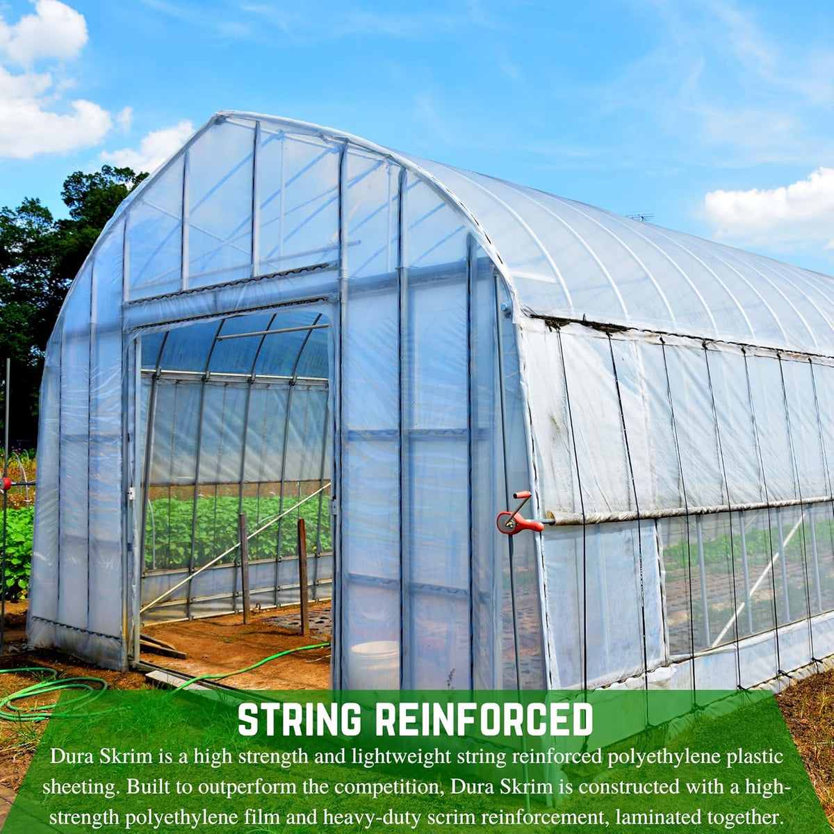 Farm Plastic Supply - String Reinforced 4 Year UV Resistant 10 mil Clear Greenhouse Plastic Sheeting - 4 Year UV Resistant Polyethylene Greenhouse Film, Hoop House Green House Cover (32' x 50')