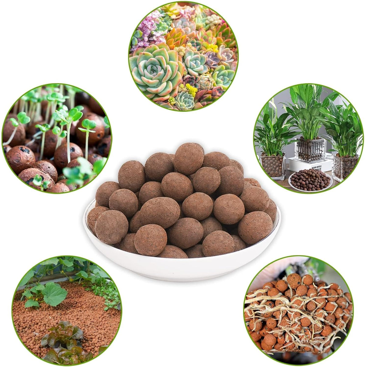 Halatool 10LB Leca Clay Pebbles for Plants 4mm-16mm Clay Balls 100% Natural Hydroton Leca Balls for Indoor Plants Hydroponic Growing Gardening Orchids Drainage Decoration Aquaponics