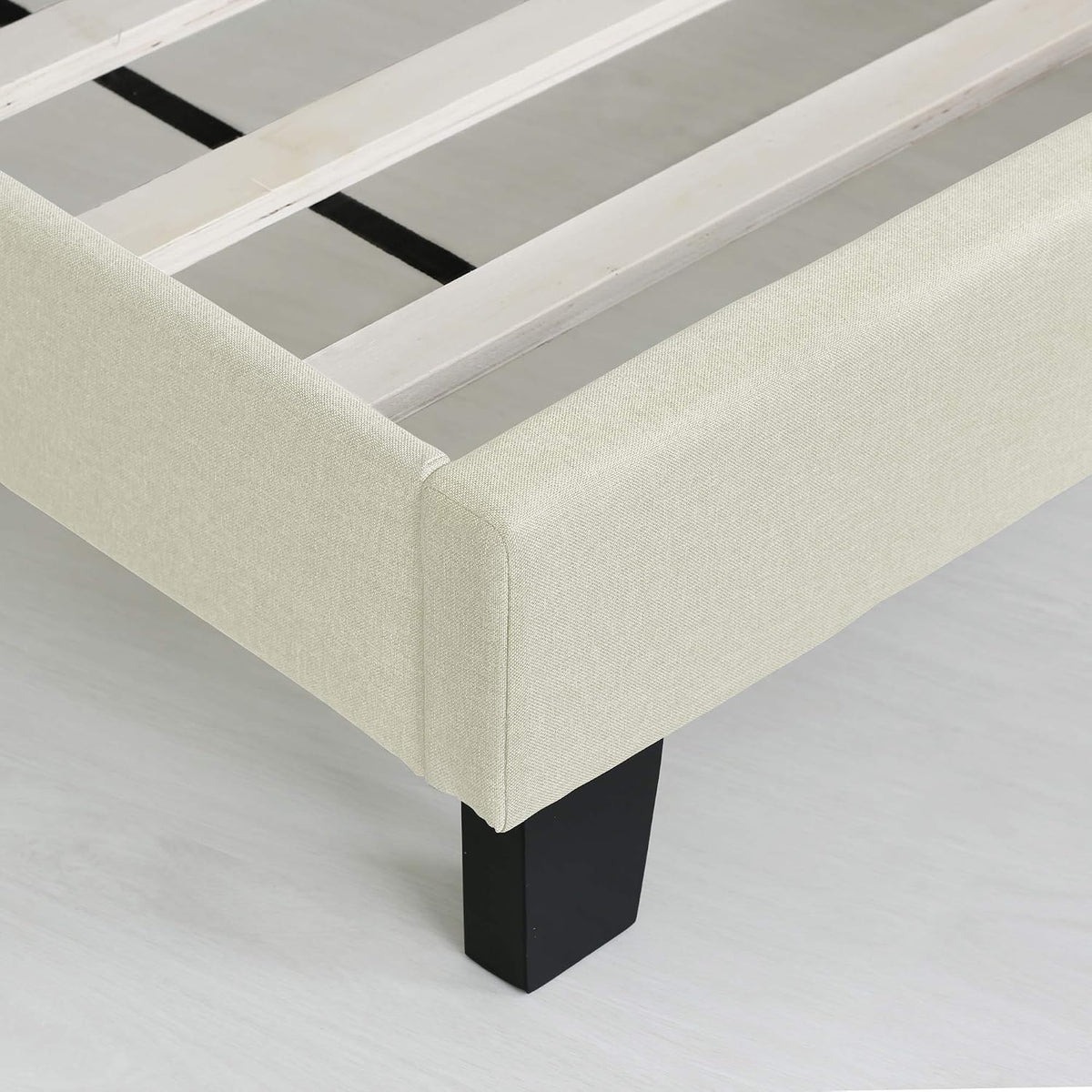 Furinno Laval Button Tufted Upholstered Platform Bed Frame, Queen, Linen