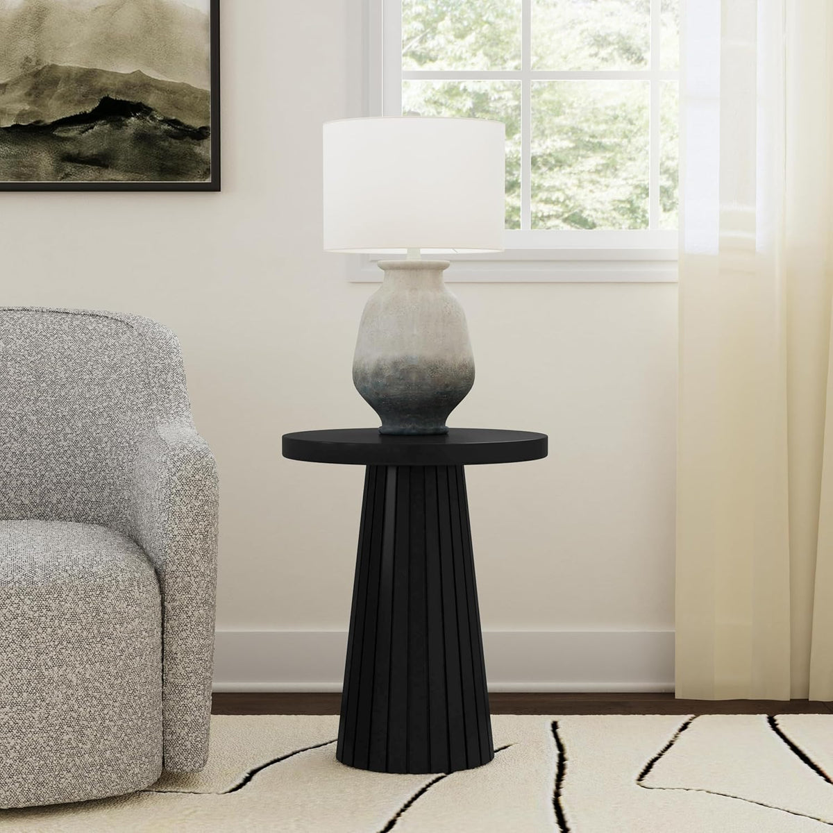 Spatial Order Black Mango Wood End/Side Round Table