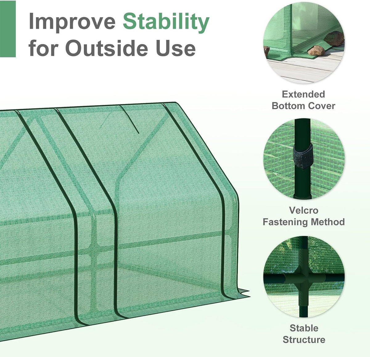 Aoodor 6 x 3 x 3 ft Mini Greenhouse with 2 Zipper Doors, Water-Resistant, UV-Protected for Flowers, Vegetables, and Herbs, Includes 2 Covers