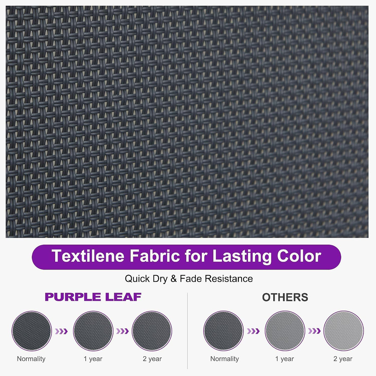 PURPLE LEAF Paiot Chaise Lounge Set of 2 Chaise Lounge w/Wheel, Dary Grey | Stain-resistant mesh wipes clean instantly, Vibrant colors match your outdoor decor, Sleek Style Elevates Your Patio
