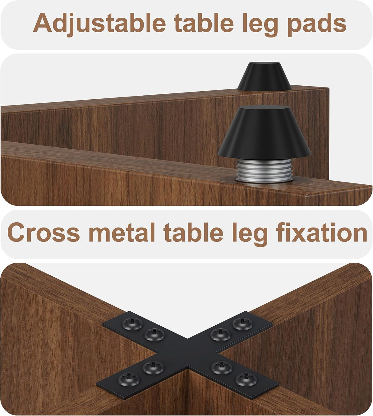 47 Inch Round Dining Table for 4-6 People, Rustic Circle Kitchen Table with X-Shaped Stable Pedestal, Dinner Table for Dining Room Kitchen Living Room, Walnut