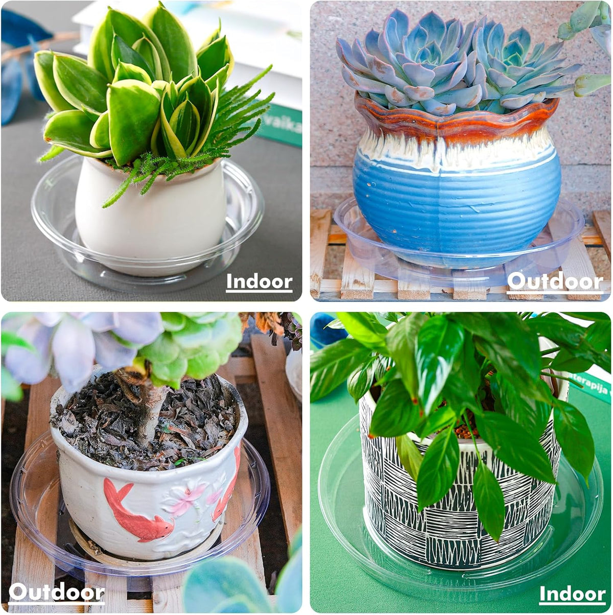 Saucer 30 Pack Plant Trays for Pots 10 Inch Plastic for Outdoors and Indoors Clear Drip Trays for Potted Plants Flower Pot Plates to Catch Water Drainage Dishes No Holes