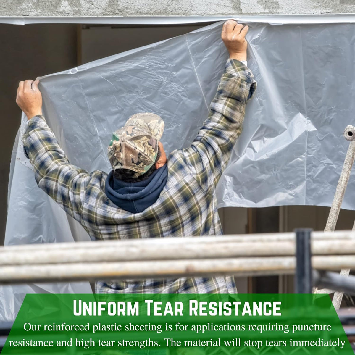 Farm Plastic Supply - Dura Skrim String Reinforced Clear Plastic Sheeting - 10 Mil - (52' x 25') - UV-Rated Extra Heavy Duty Poly Film Tear Resistant, Vapor Barrier Polyethylene Roll for Construction
