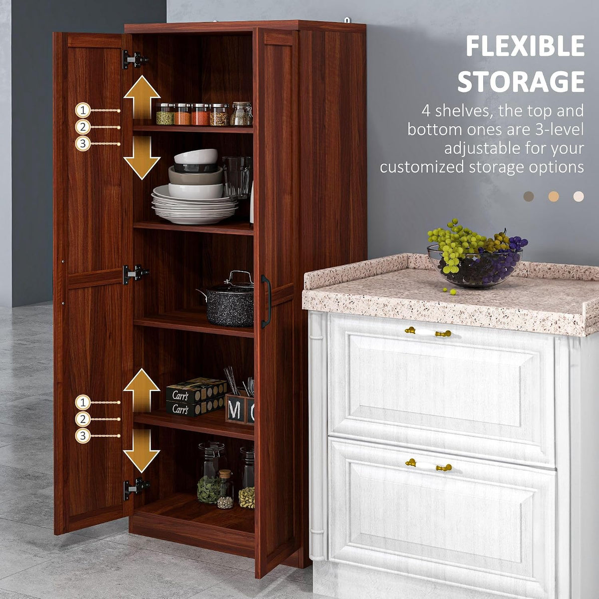 5-Tier Kitchen Pantry Cabinet with Adjustable Shelves