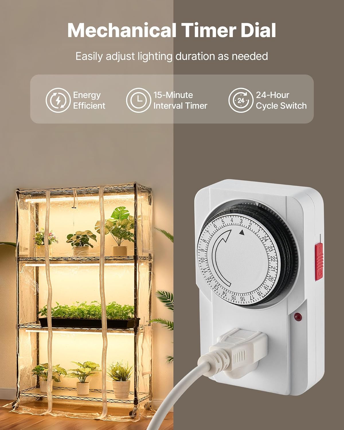 VEVOR Indoor Greenhouse with Grow Light, 59 in Tall 4-Tier Plant Stand with Clear Cover, Timer & Hygrometer, 180W Full Spectrum Grow Lights, Metal Lighted Plants Shelf Holder for Indoor Plants