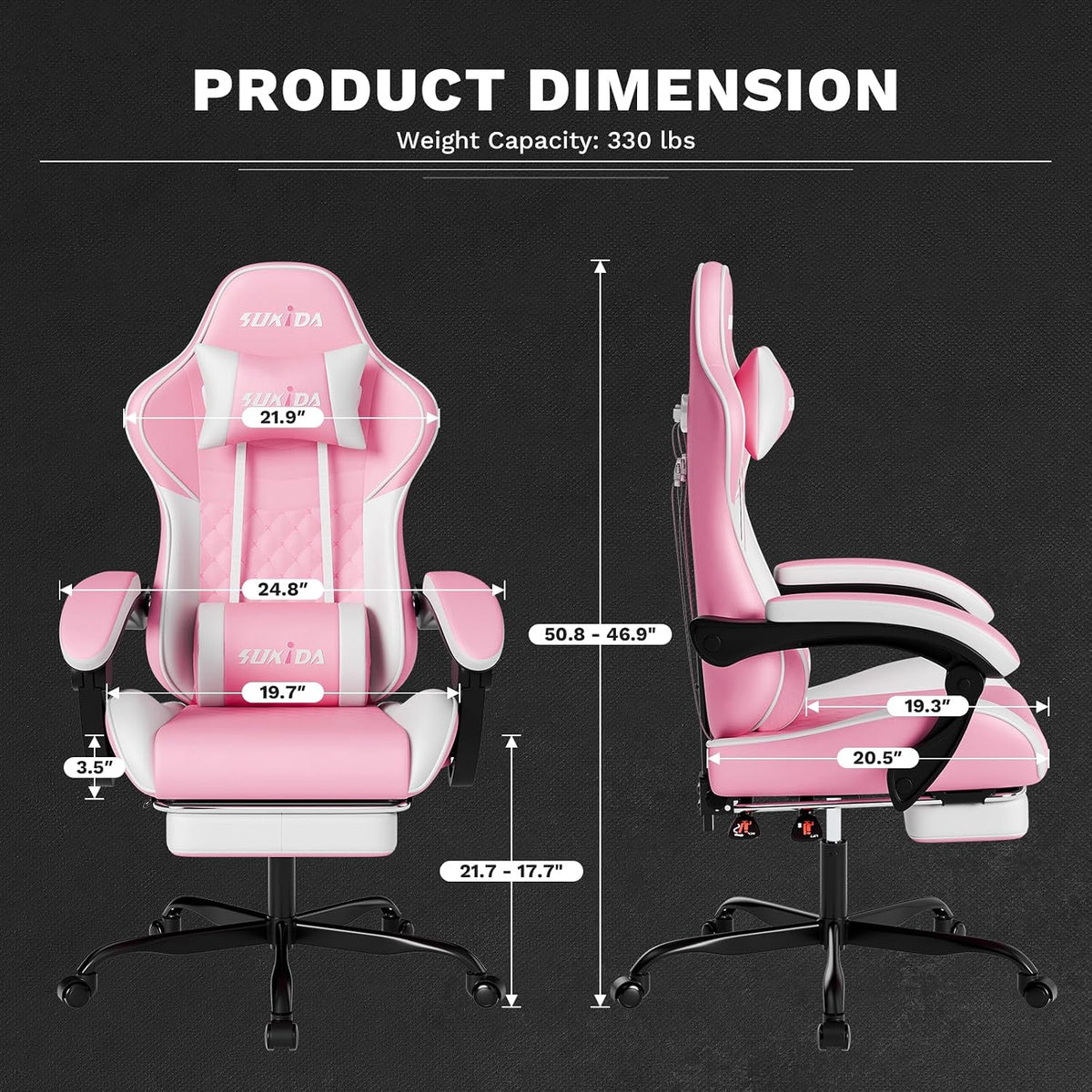 Ergonomic Video Gamer Chairs Gaming Computer Chairs Gamer Chairs for Adults Massage Lumbar Support Swivel Height Adjustable Headrest Backrest