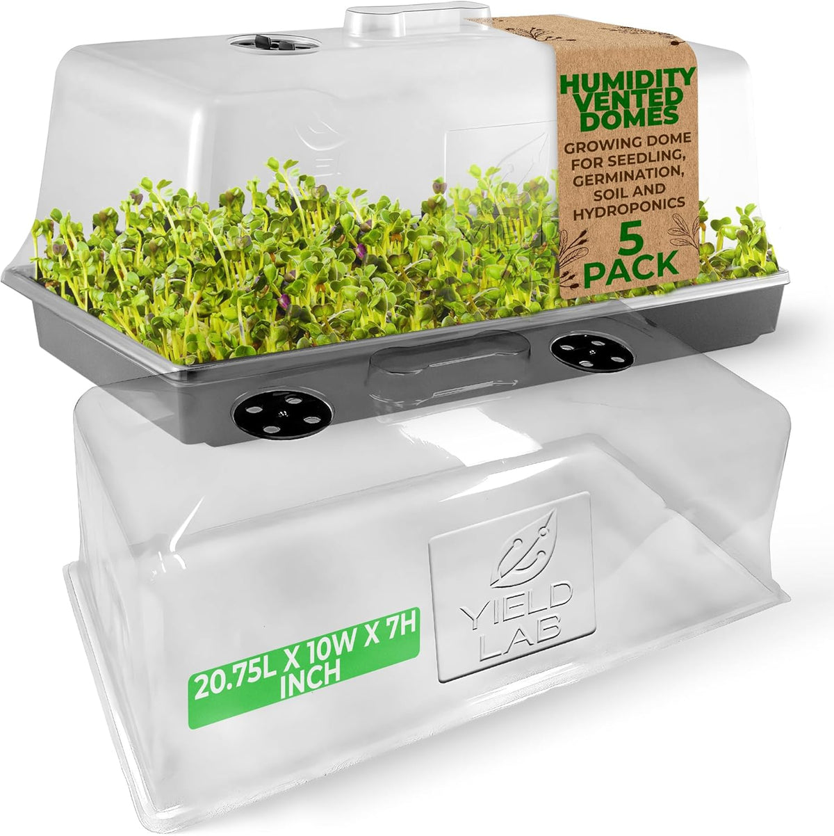 7 Inch Propagation Dome - 5 Pack Humidity Vented Domes – Plant Growing Dome for Seedling, Germination, Soil & Hydroponic Horticulture