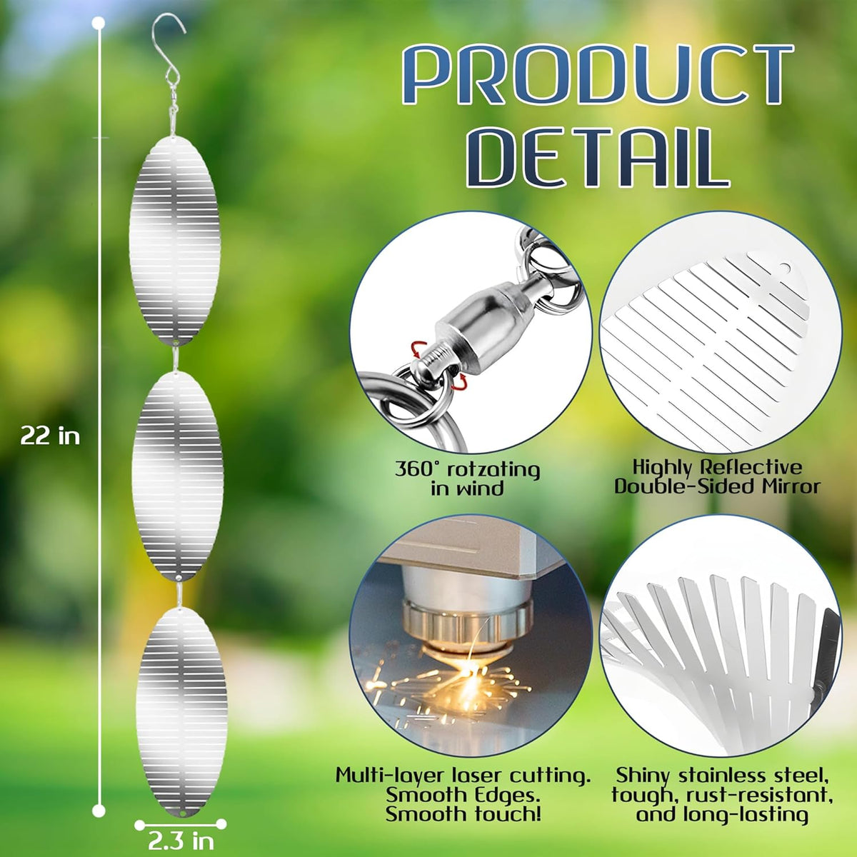 Reflective Bird Deterrents for Outside – Bird Repellent Devices Outdoor – 3D Wind Spinners Outdoor Garden Decor –4 Set Bird Repellent to Keep Woodpecker & Pigeons Away from Window Roof (Style 1)