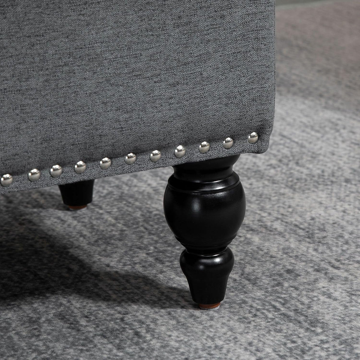 Gray Storage Ottoman with Removable Lid and Tufted Button Top