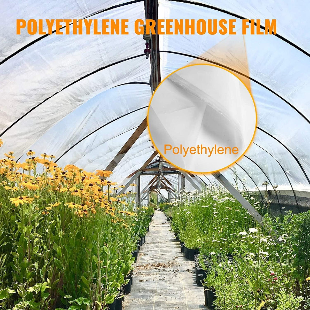VEVOR Greenhouse Plastic Sheeting 20 x 28 ft, 6 Mil Thickness UV Resistant Clear Polyethylene Film, Hoop Green House Cover for Farms, Agriculture, Garden