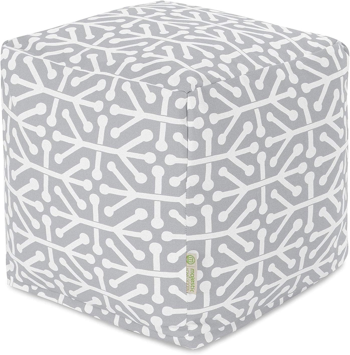 Majestic Home Goods Aruba Indoor/Outdoor Bean Bag Ottoman Pouf Cube, 17" L x 17" W x 17" H, Gray