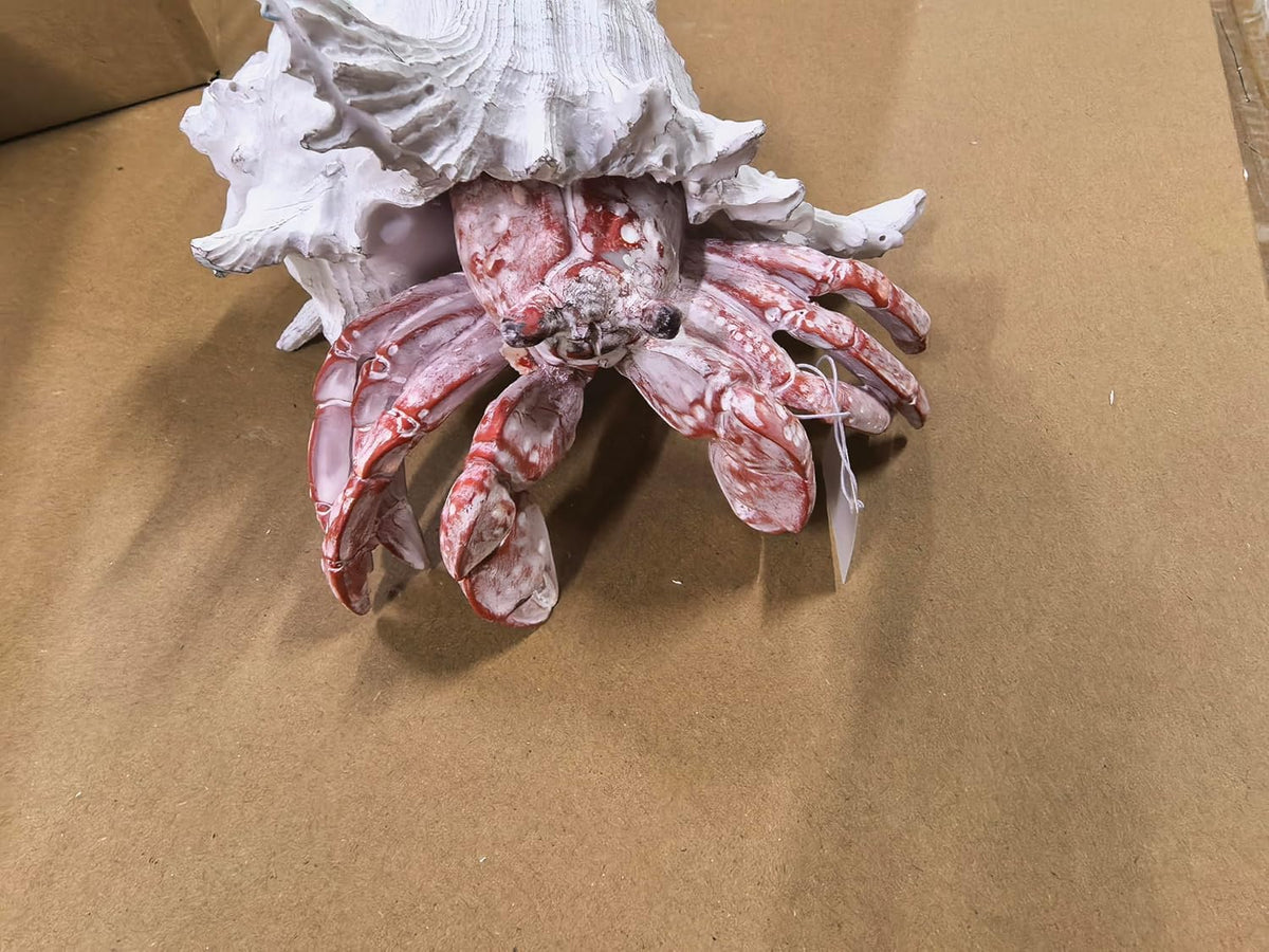 VVGIFTS Beach Coastal Decor Red Hermit Crab with Shell Figurines Decor Home Office Desk Sculpture Statue for Tabletop Shelf Bathroom Decoration Ornament Gift (Red)