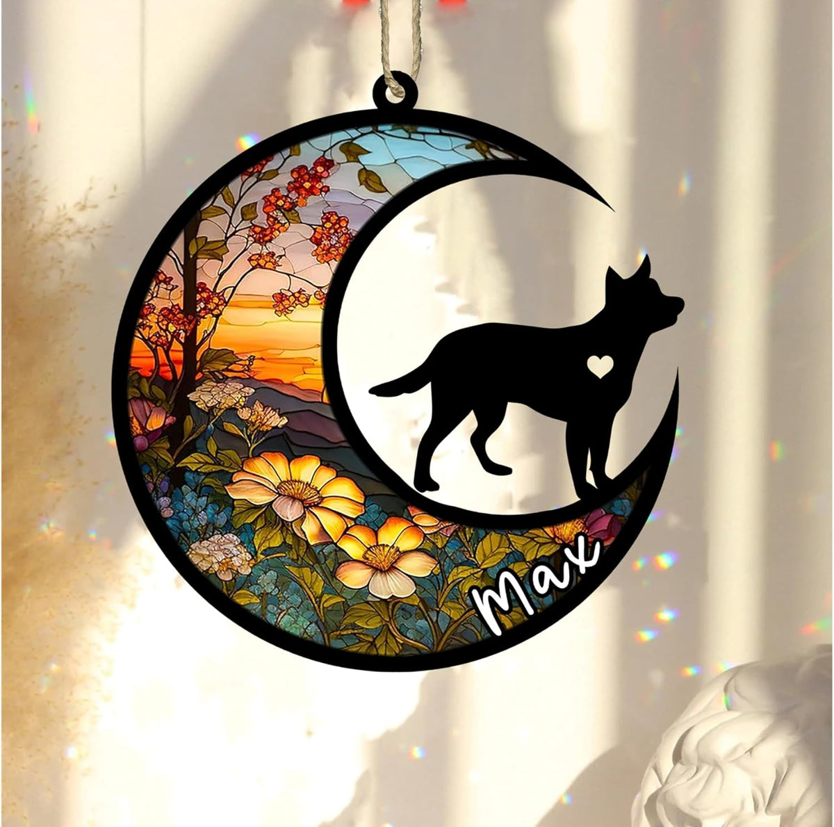 Personalized Dog Memorial, Custom Name Australian Cattle Heeler Dog Christmas Ornament, Custom Breeds, Pet Loss Light Catcher, Gifts for Lovers Loss of Pet Sympathy on Mothers Day Christmas
