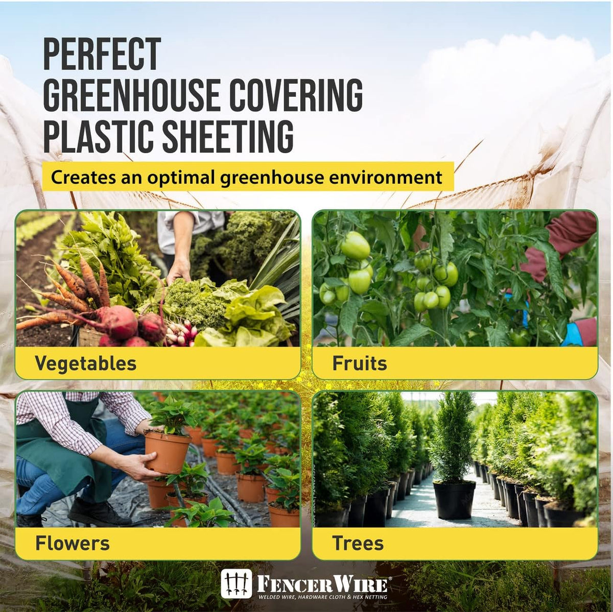 CAPHAUS 6 mil Clear Greenhouse Plastic Sheeting, 4-Year UV Resistant Polyethylene Film, Hoop House Cover for Horticulture, Gardening, Farming and Agriculture, 90% Light Transmittance, 25’ x 40'