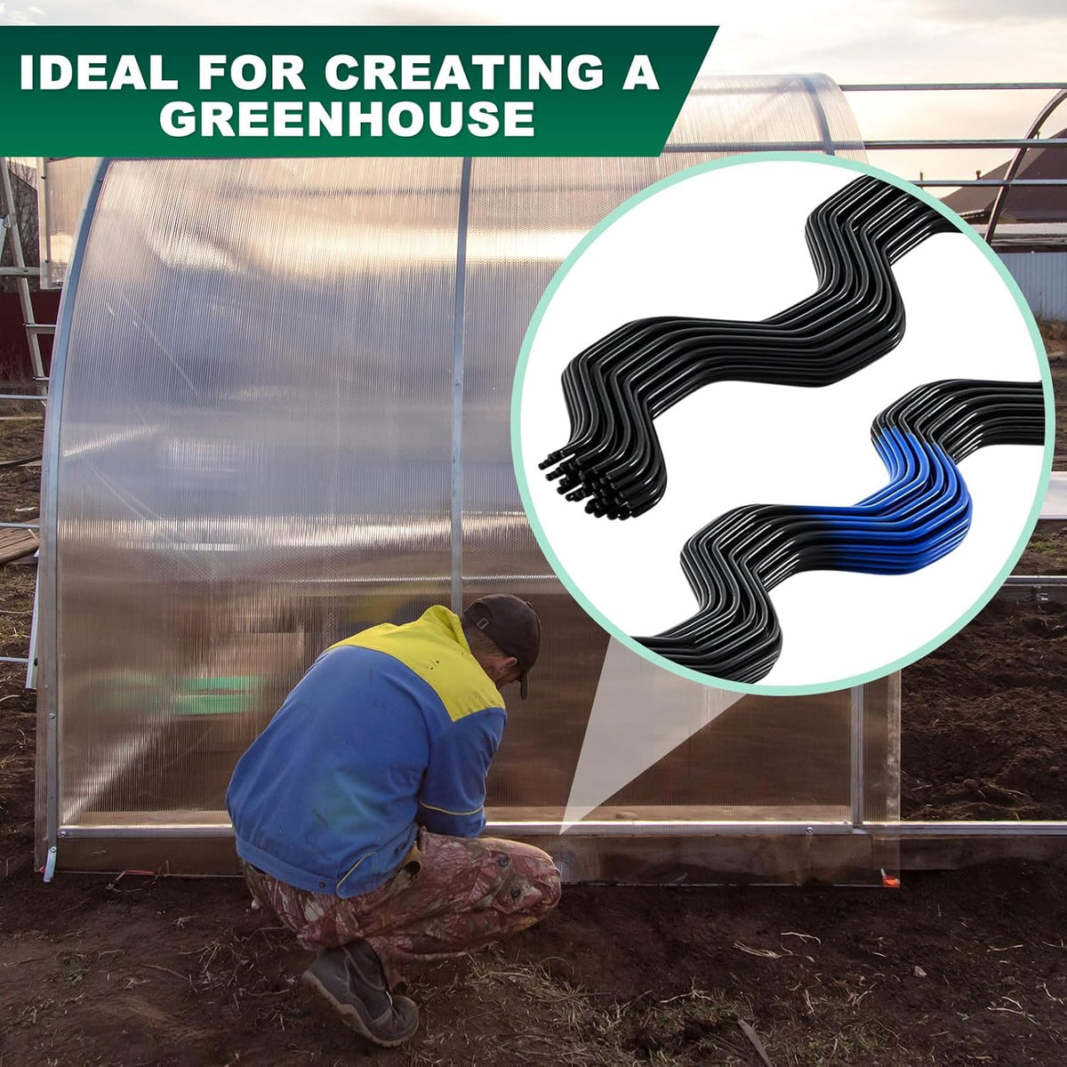 40 Pcs 6.6 ft PVC Coated Greenhouse Swing Spring Wire Greenhouse Spring Lock Wire for Fix Attachment Plastic Poly Film and Shade Cloth