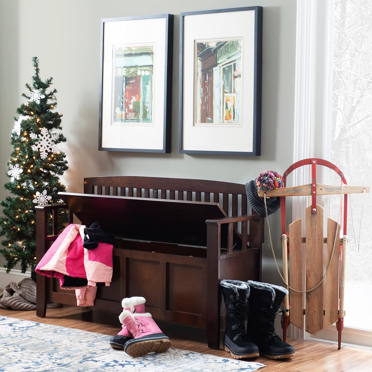 Linon Home Dcor Linon Home Decor Cynthia Storage Bench, 50"w x 17.25"d x 32"h, Walnut