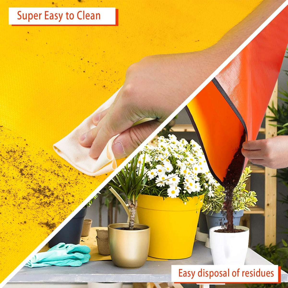Extra Large Repotting Mat for Indoor Plants & Potting Soil Mat Portable Potting Tray Reusable Gardening Mat Garden Gift for Women Men (39.5"X39.5")