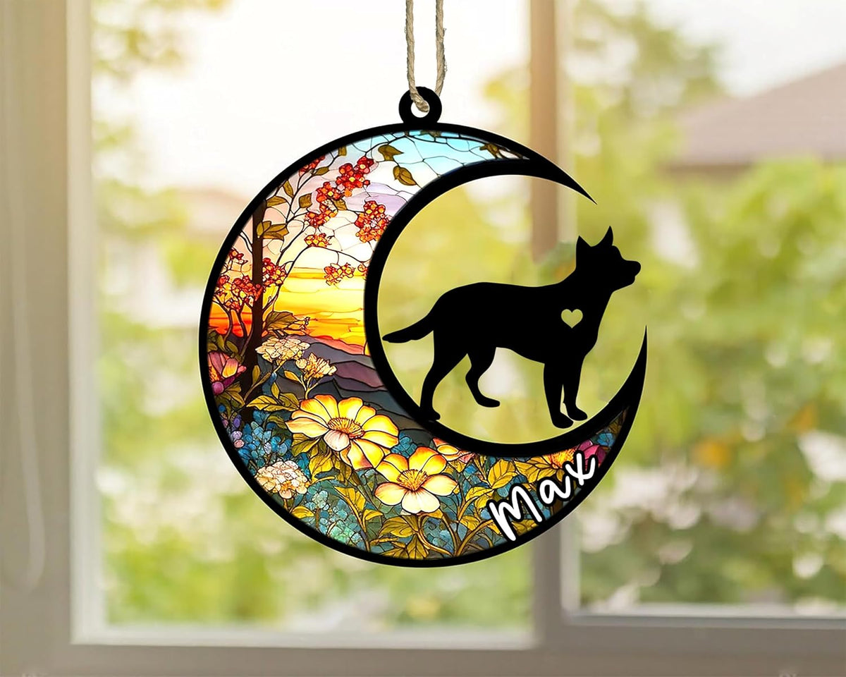 Personalized Dog Memorial, Custom Name Australian Cattle Heeler Dog Christmas Ornament, Custom Breeds, Pet Loss Light Catcher, Gifts for Lovers Loss of Pet Sympathy on Mothers Day Christmas