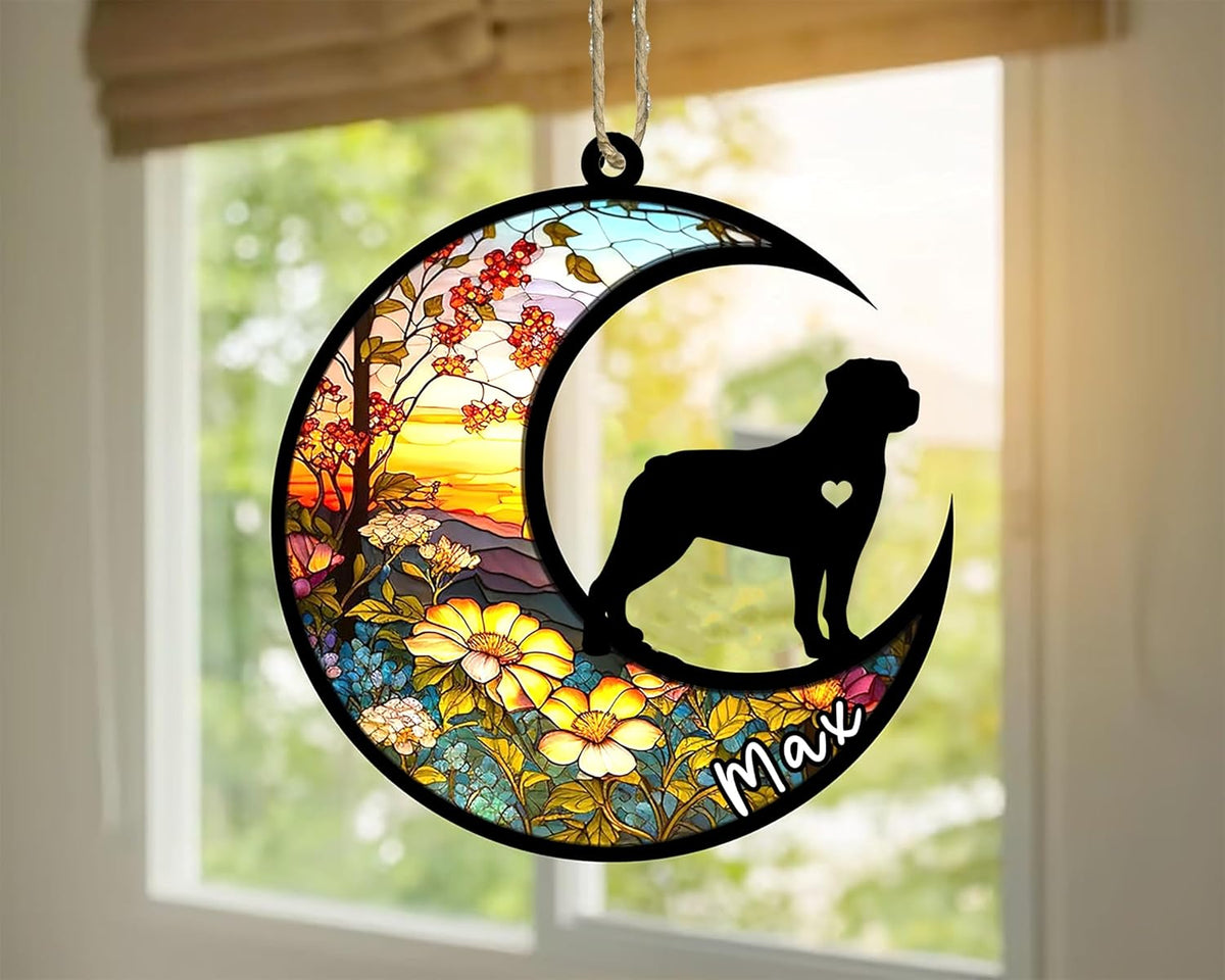 Personalized Dog Memorial, Custom Name Rottweiler (Tan) Dog Christmas Ornament with Name, Custom Breeds, Pet Loss Light Catcher, Gifts for Lovers Loss of Pet Sympathy on Mothers Day Christmas