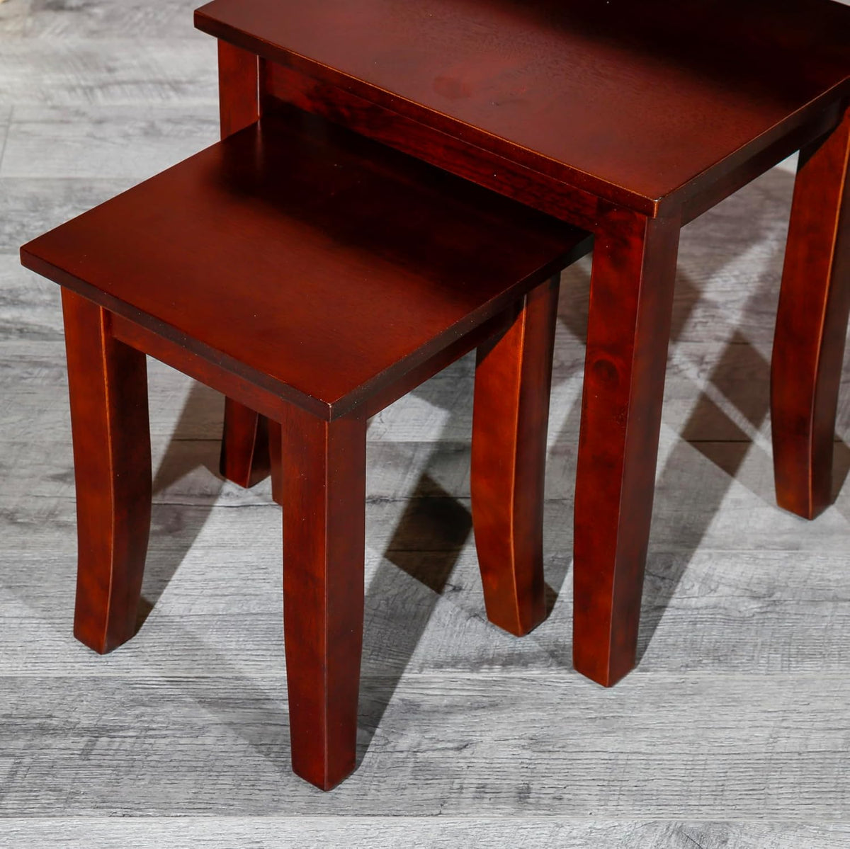 Nesting Table Set of 3, Cherry, Compact and Space-Saving Design, Great for Small Apartments, Use as Coffee Table, End Table, or Nightstand, Durable and Stylish