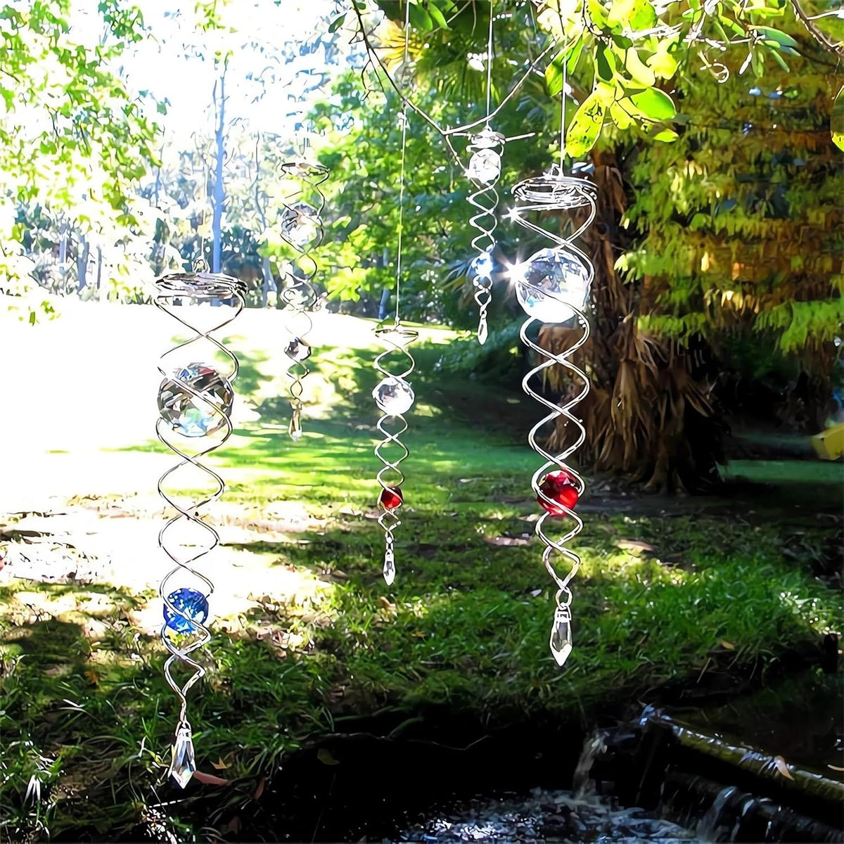 Decorative Spiral - 2024 New Gazing Ball Spiral Tail Wind Spinner Stabilizer, Spinfinity Designs Hanging Kinetic Wind Spinners Decorative Spiral Crystal Sun Catchers Rainbow Maker (Purple, 12in)
