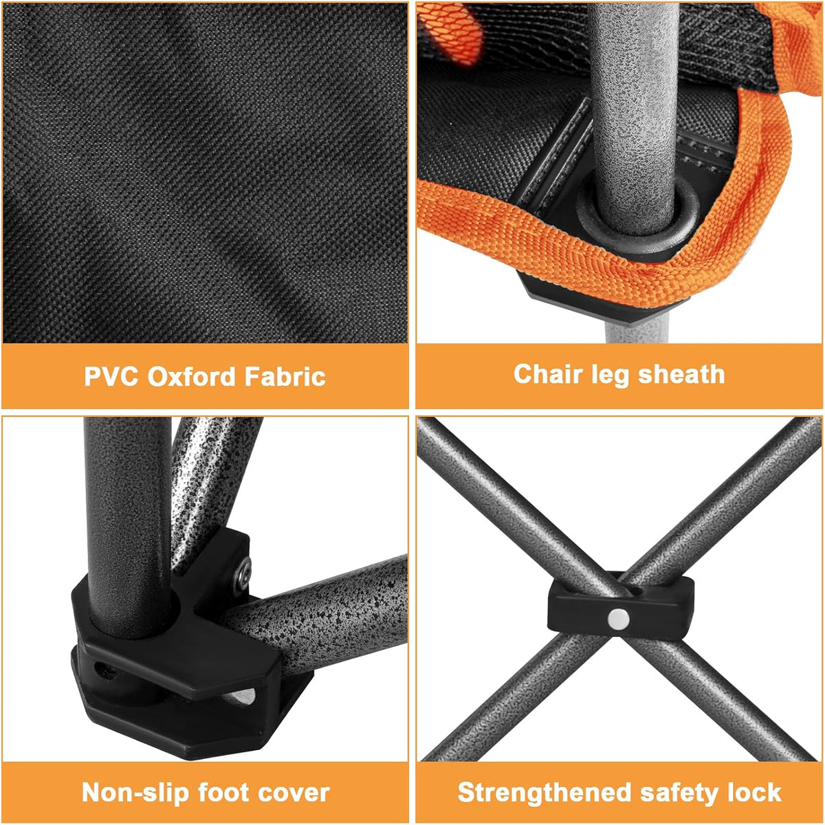 Romswi Double Camping Chair,2 Person Camping Chair Oversized Folding Loveseat,Heavy Duty Camping Couch & Outdoor Sofa with Cup Holders,Supports 750LBS Orange