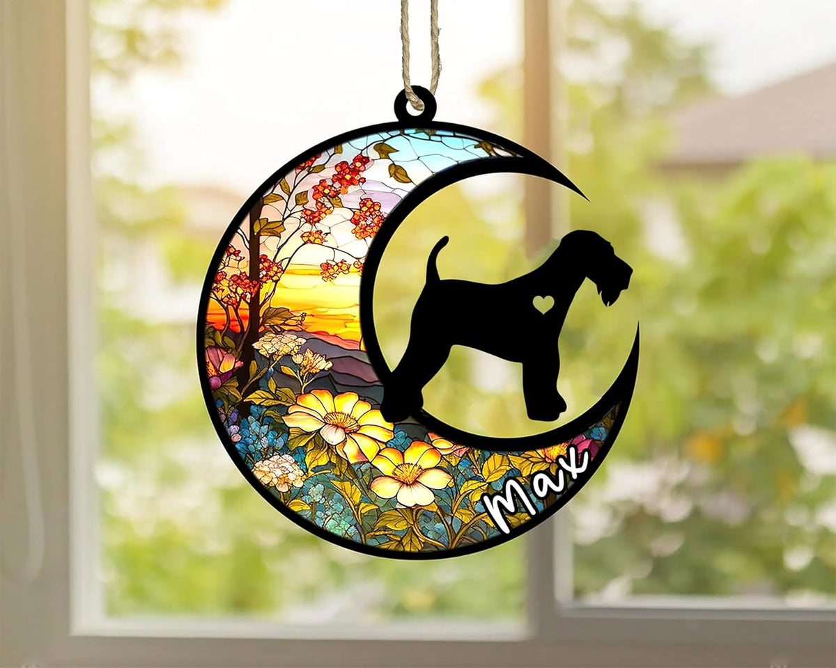 Personalized Dog Memorial, Custom Name Airedale Terrier Dog Christmas Ornament with Name, Custom Breeds, Pet Loss Light Catcher, Gifts for Lovers Loss of Pet Sympathy on Mothers Day Christmas