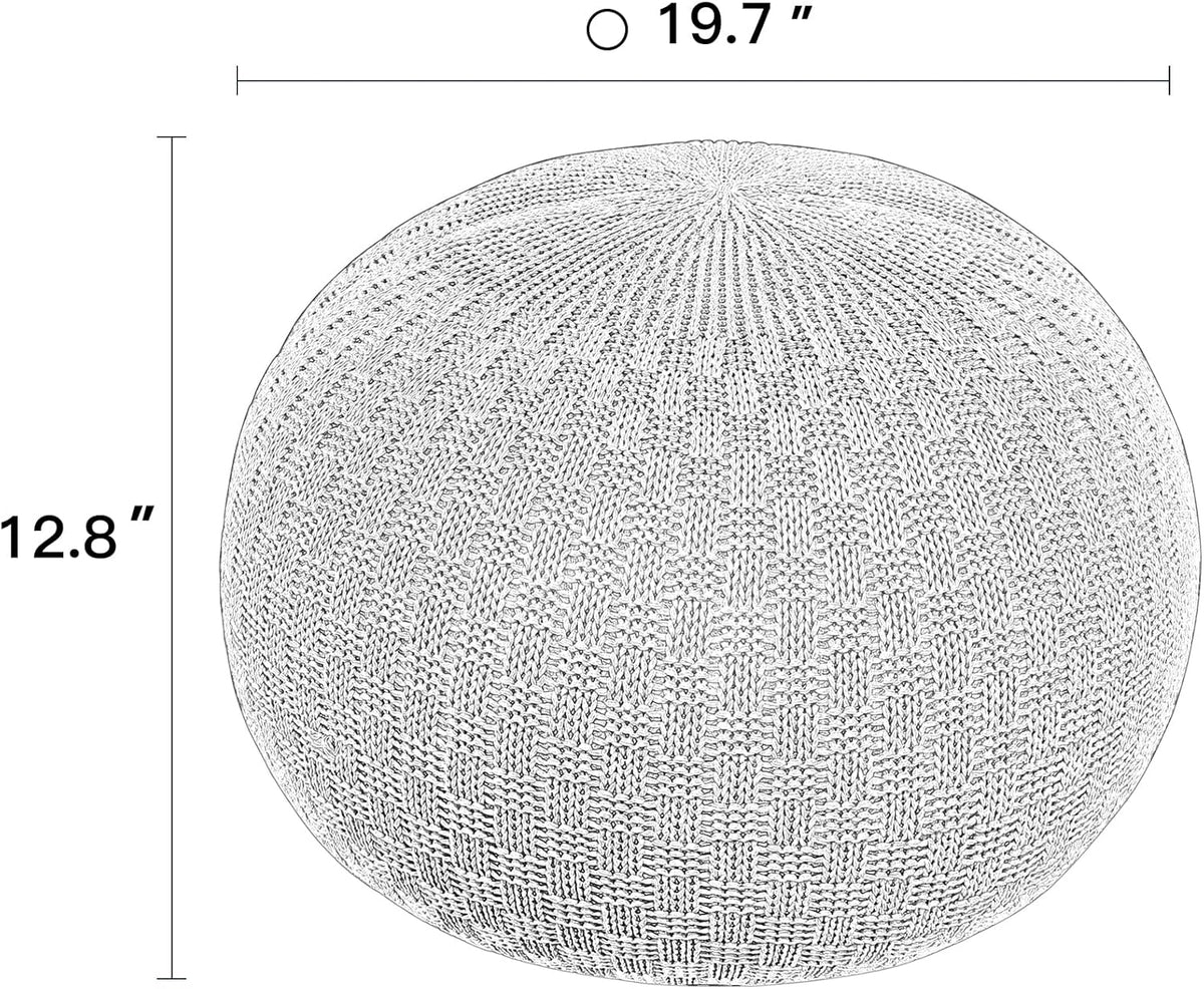 ARTPLAN Round Knit Pouf Hand Knitted,Outdoor Ottoman Foot Rest,Boho Home Decor for Living Room-Bedroom
