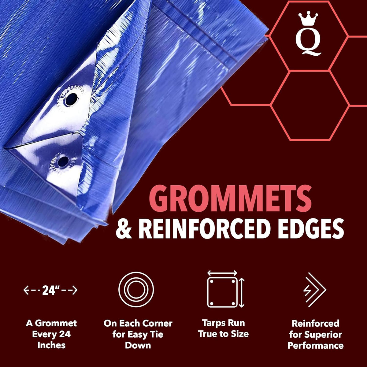 QUEEN OF TARPS | 8x10 Light Duty Tarp Waterproof, 70 GSM is 7 MIL, UV/Tear Resistant Tarp, Camping, Outdoor Furniture, Car, Tents, Painting, Firewood Protection | 8x10, Light Duty